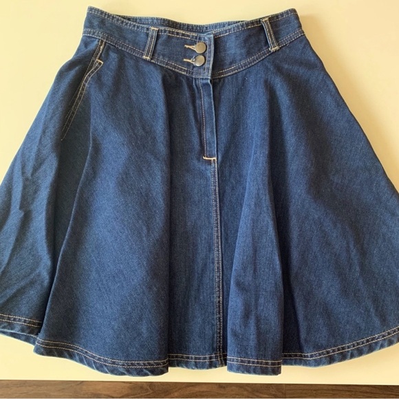 Dresses & Skirts - Vintage Denim A-Line Skirt with Button Detail
